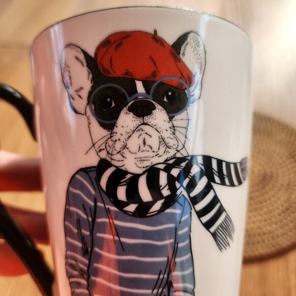 Signature houseware hipster french bulldog scarf animal coffee tea ceramic mug - Picture 6 of 8